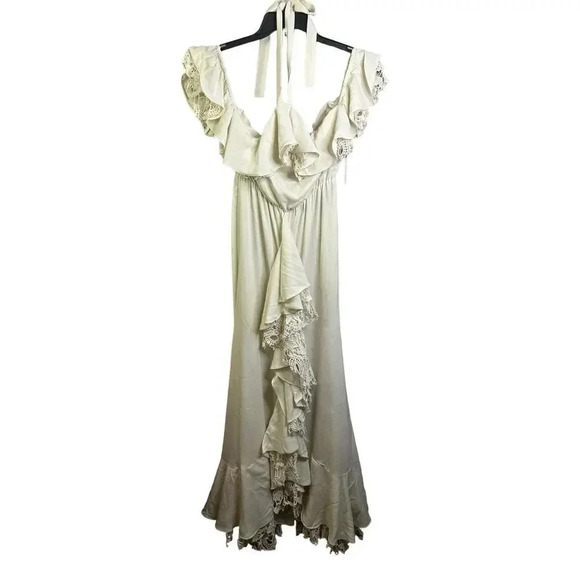 Lovers + Friends Women's White Boho Halter Ruffled Maxi Dress Size Small NWT - Picture 2 of 8